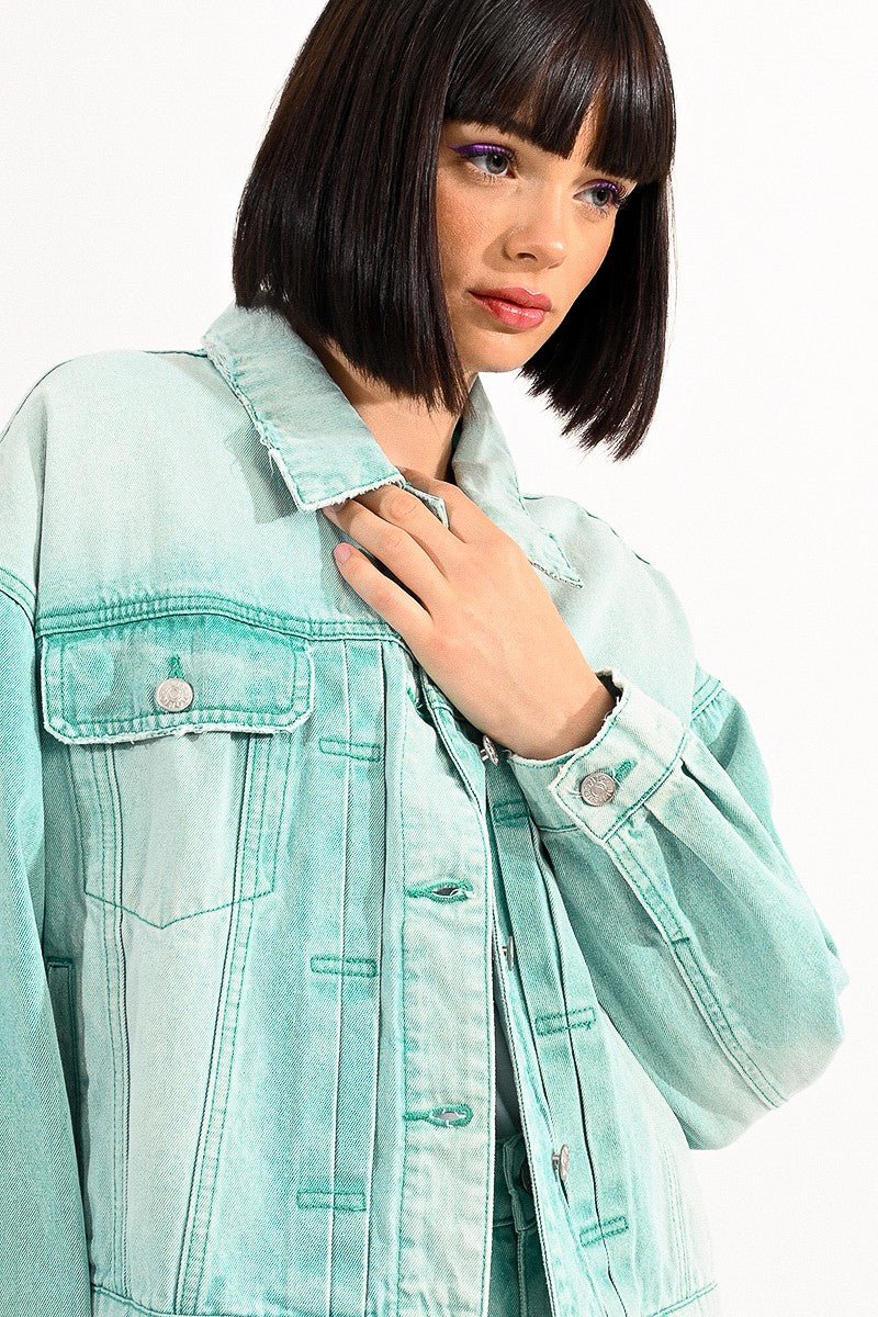 ACID WASH DENIM JACKET - Jackets
