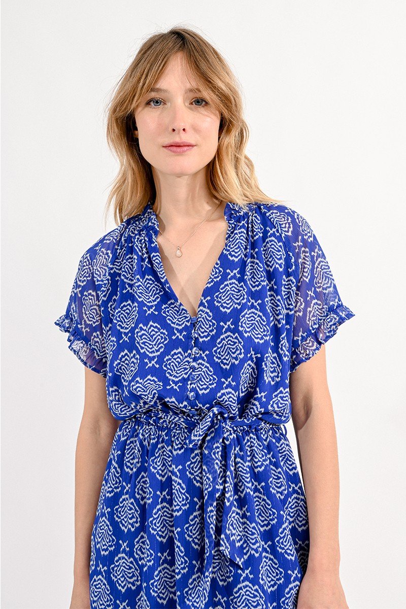 BLUE PRINT DRESS - BLUE MATHILDE - Molly Bracken E-Shop