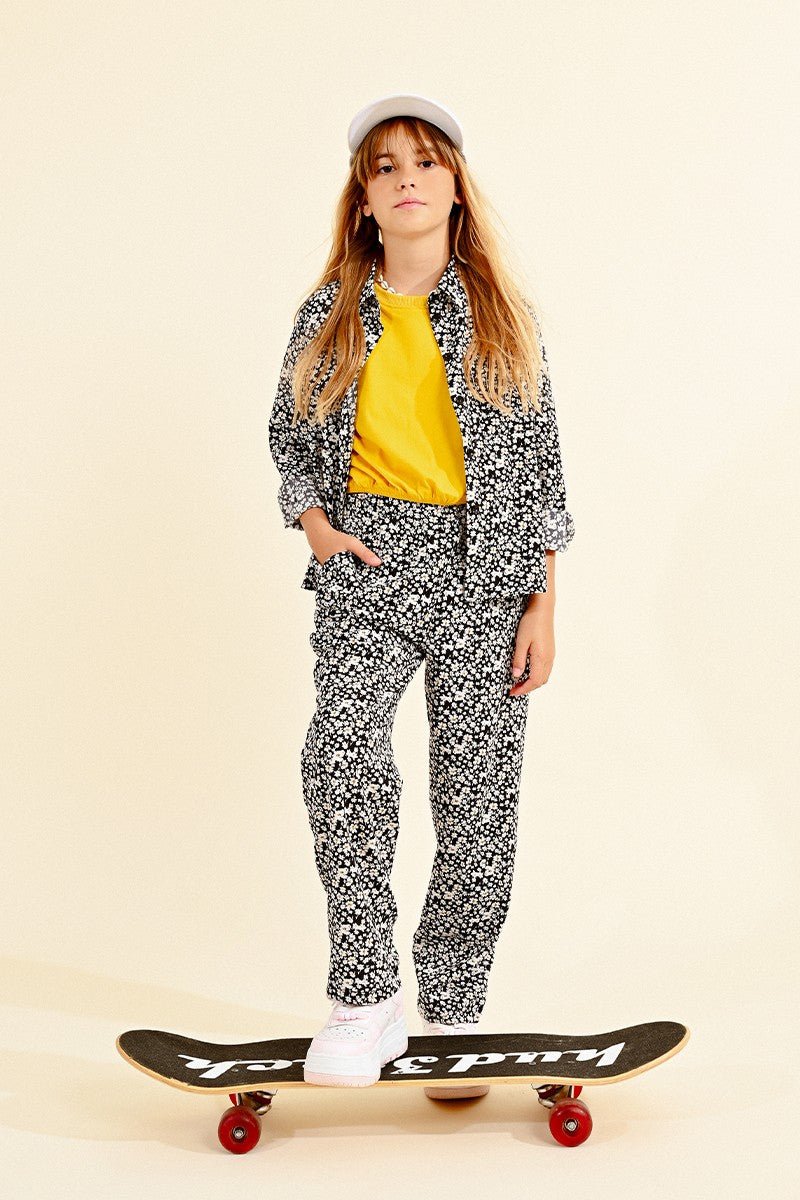 REGULAR FLORAL PANTS - BLACK MIMI - Molly Bracken E-Shop