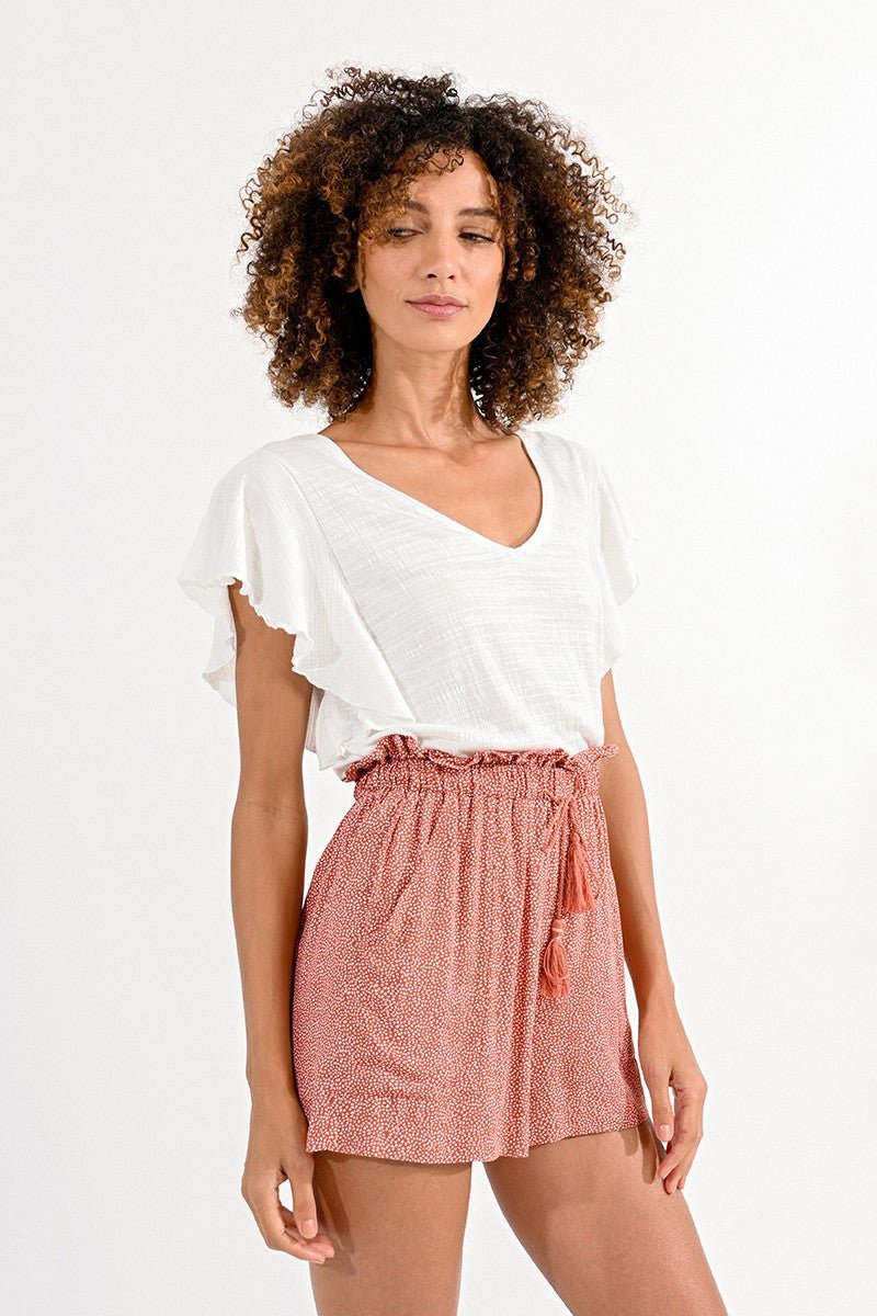 V-NECK SOFT TEE - WHITE - Molly Bracken E-Shop