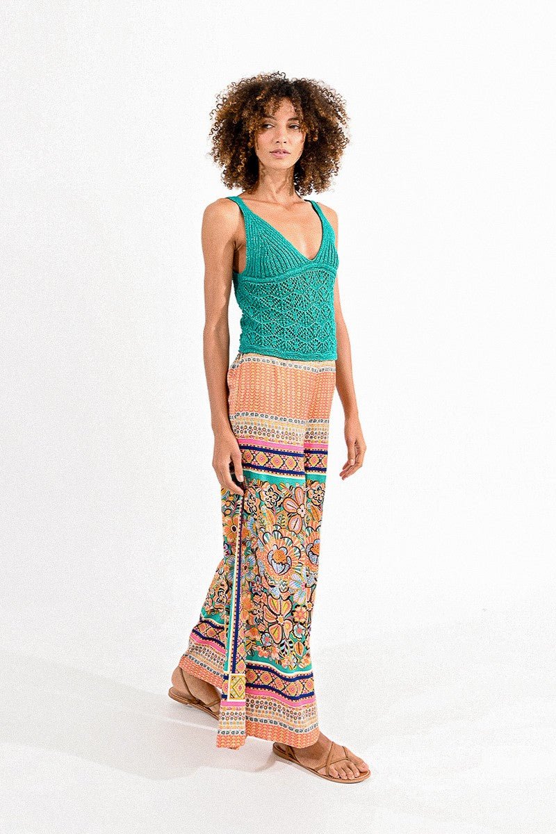 V-NECK POINTELLE TANK TOP - EMERALD GREEN - Molly Bracken E-Shop