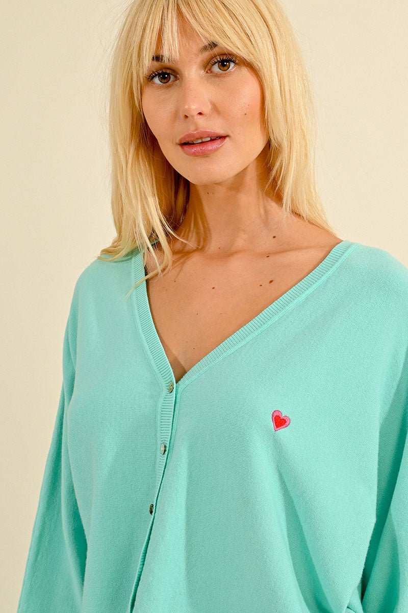 V-NECK SOFT KNIT CARDIGAN - AQUA BLUE - Molly Bracken E-Shop